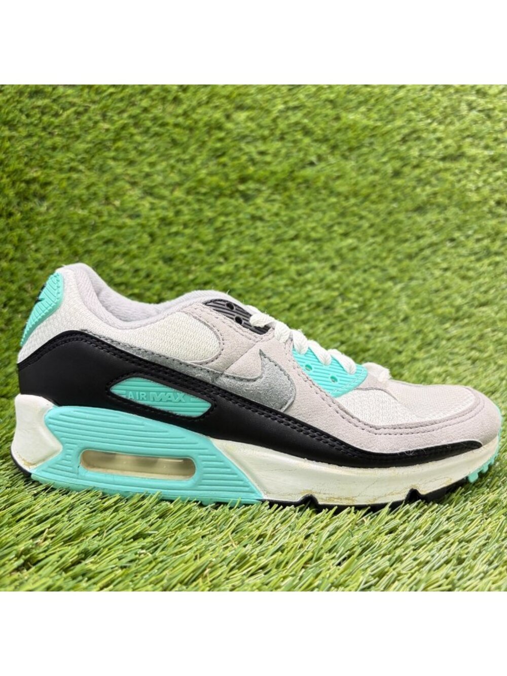 Nike Air Max 90 Womens Size 5.5 White Gray Blue Athletic Running Shoes Sneakers